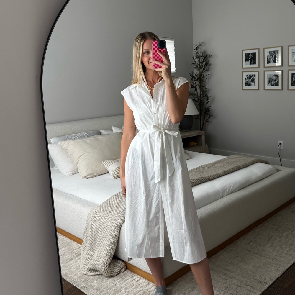 Cupshe White Sleeveless Belted Dress